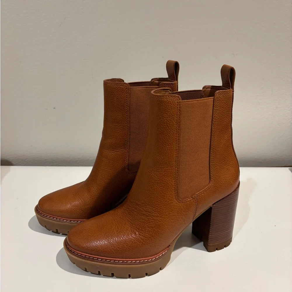Tory Burch Tan Leather Ankle Booties - Picture 2 of 8